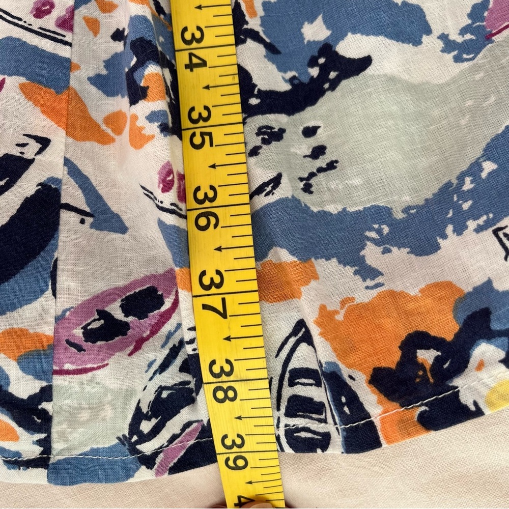 Boden• Retro Rowboats Cotton Linen Belted Fit & Flare Shirt Dress•Size 10 - Picture 14 of 16
